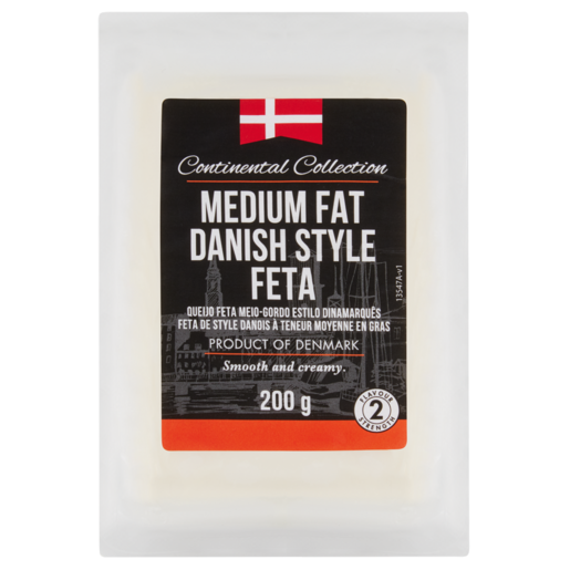 Continental Collection Medium Fat Danish Style Feta Cheese Pack 200g