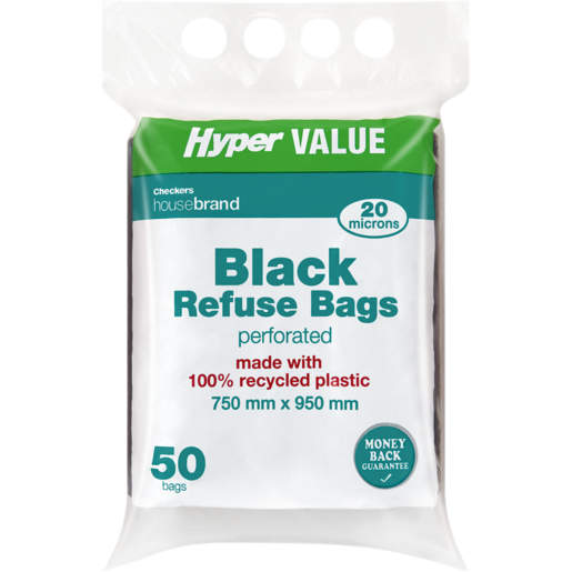 Hyper Value Checkers Housebrand 50 Pack Black Refuse Bags 750mm x 950mm