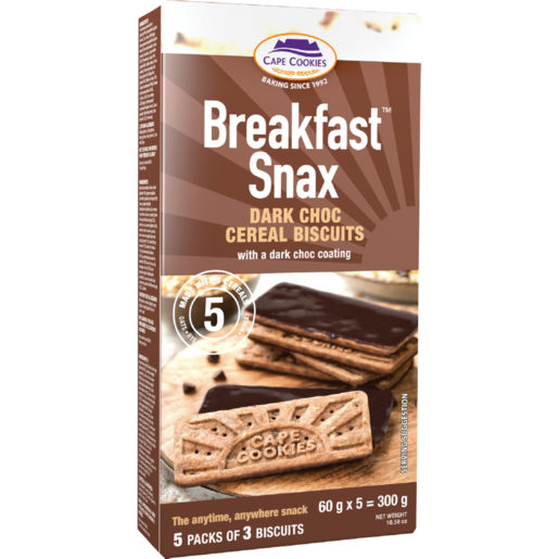 Cape Cookies Breakfast Snax Dark Chocolate Cereal Biscuits 300g