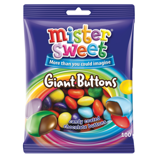 Mister Sweet Giant Buttons Candy Coated Chocolate Buttons 100g