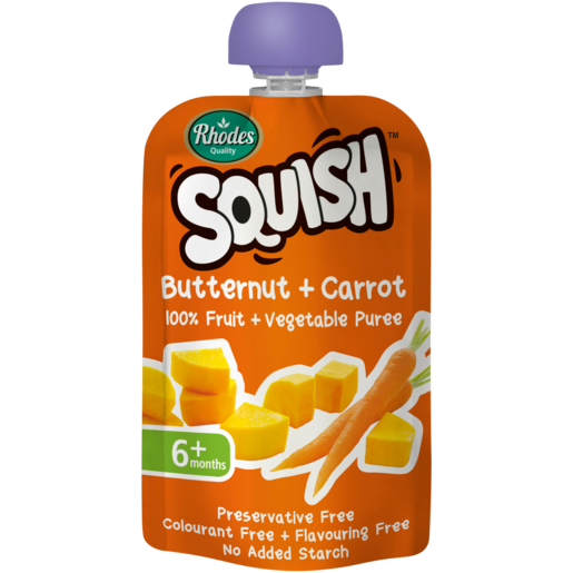 Rhodes Squish Butternut, Carrot + Sweet Potato 6 Month+ Pouch 110ml