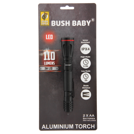 Bush Baby Black Aluminium LED Torch 3W
