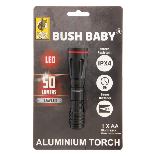 Bush Baby Black Aluminium LED Torch 1.5W