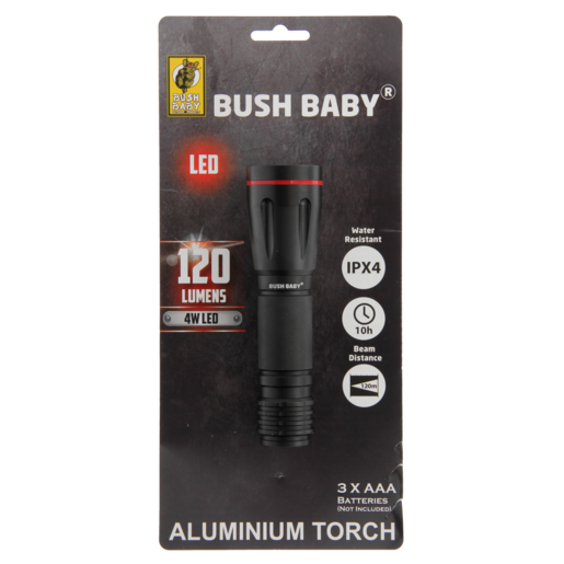 Bush Baby Black Aluminium LED Torch 4W