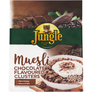 Jungle Chocolate Flavoured Clusters Muesli 400g, Muesli & Granola, Breakfast Cereals, Porridge & Pap, Food Cupboard, Food
