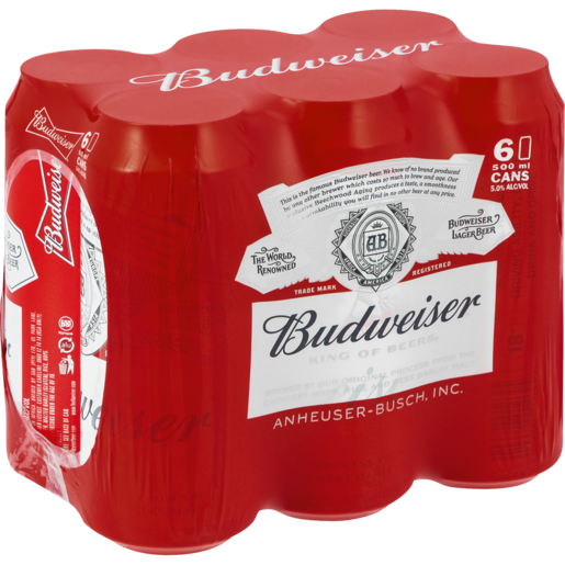 Budweiser Beer Cans 6 x 500ml