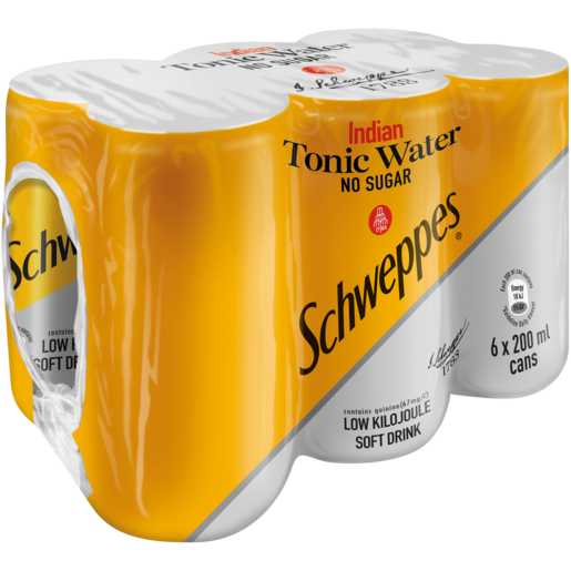 Schweppes No Sugar Indian Tonic Water Cans 6 x 200ml