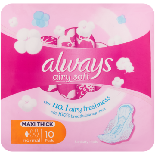 Always Airy Soft Normal Maxi Thick Sanitary Pads 10 Pack
