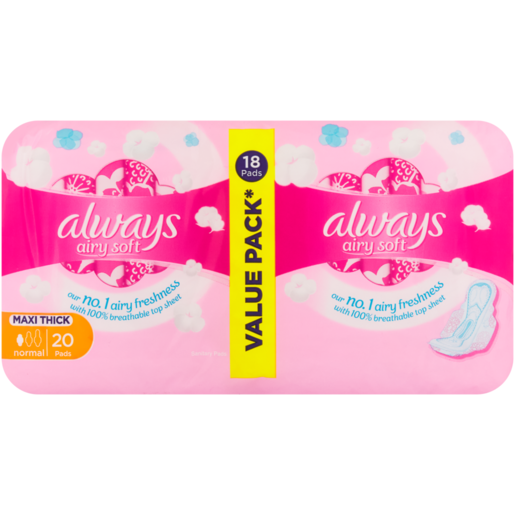 Always Airy Soft Normal Maxi Thick Sanitary Pads 20 Pack