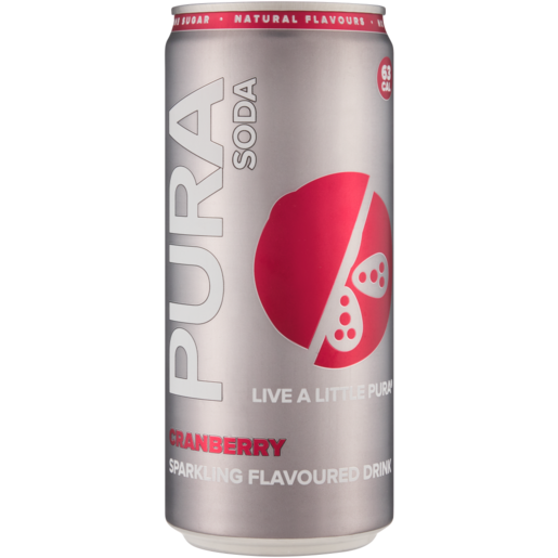 Pura Soda Cranberry Sparkling Flavoured Soft Drink Can 300ml