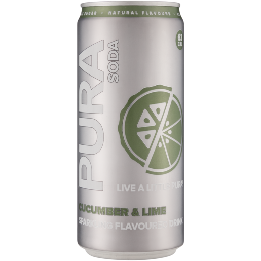 Pura Soda Cucumber & Lime Sparkling Flavoured Soft Drink Can 300ml