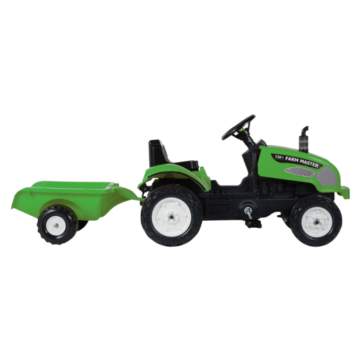 Green Pedal Farm Tractor With Trailer