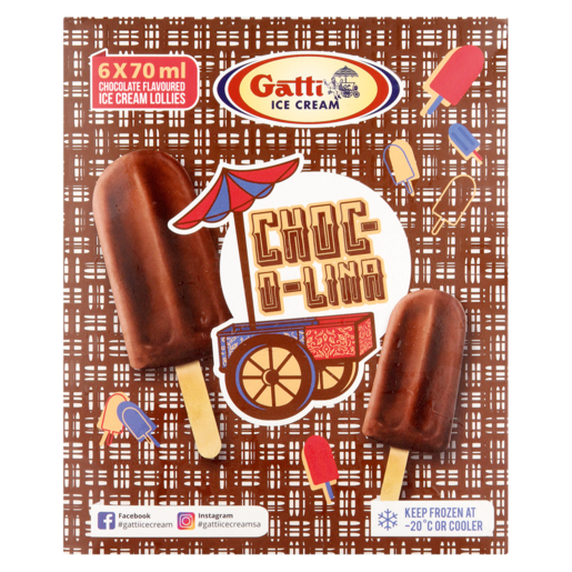 Gatti Ice Cream Choc-O-Lina Ice Cream Sticks 6 x 70ml