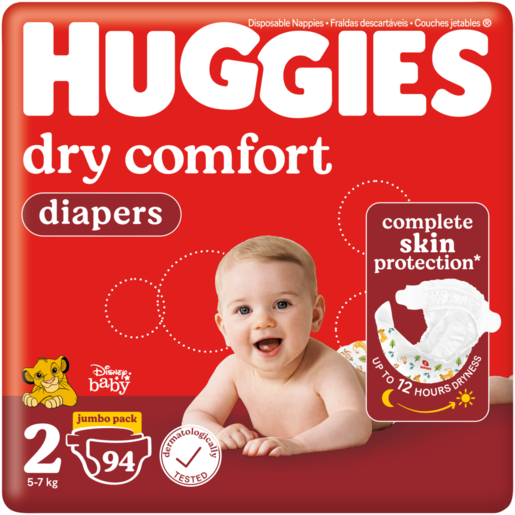 Huggies Dry Comfort Size 2 Disposable Nappies 94 Pack