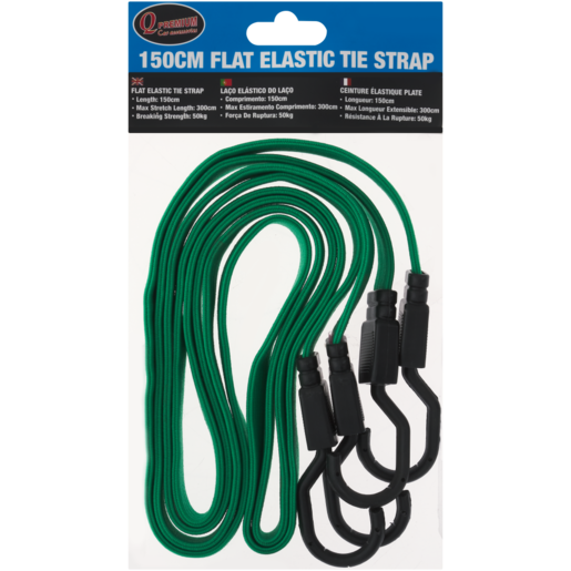 Q Premium Green Flat Elastic Tie Strap 1.5m