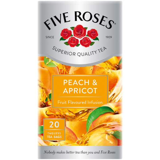 Five Roses Peach & Apricot Flavoured Fruit Infusion Teabags 20 Pack