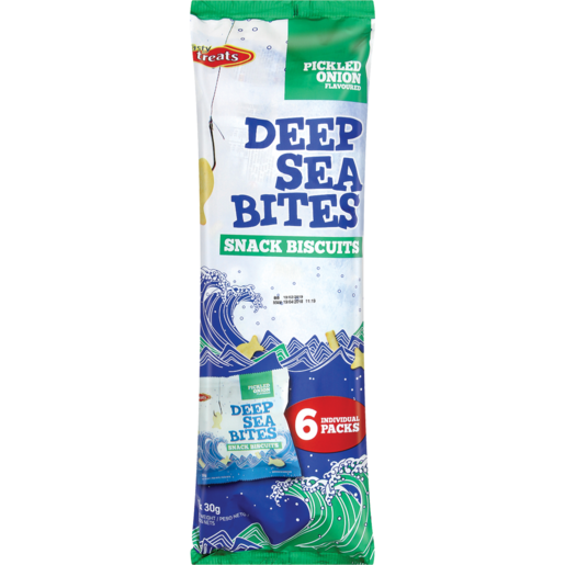 Tasty Treats Deep Sea Bites Pickled Onion Flavoured Snack Biscuits 6 x 30g