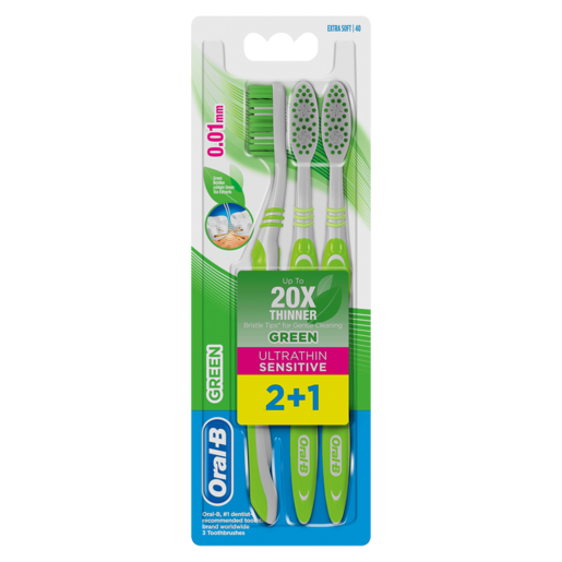 Oral-B Ultra Thin Sensitive Green Toothbrush 3 Pack