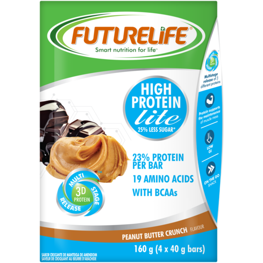 FUTURELIFE High Protein Lite Peanut Butter Crunch Flavoured Protein Bars 4 x 40g