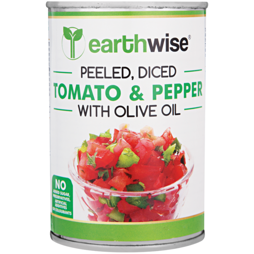 Earthwise Peeled & Diced Tomato & Pepper In Olive Oil Can 400g