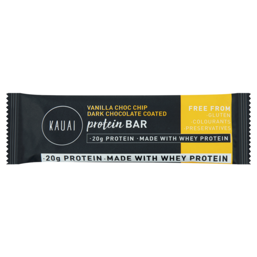 Kauai Vanilla Choc Chip Flavoured Dark Chocolate Protein Bar 72g