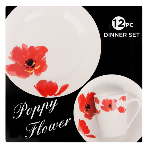 Poppy Flower Dinner Set 12 Piece