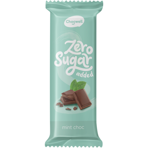 Chocwell Zero Sugar Added Mint Chocolate Slab 80g 