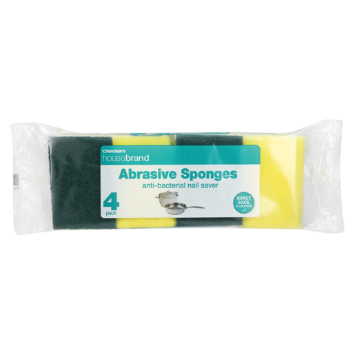 Checkers Housebrand Anti-Bacterial Nail Saver Abrasive Sponges 4 Pack