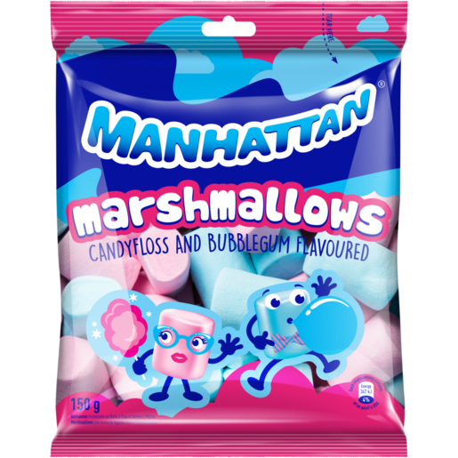Manhattan Candyfloss & Bubblegum Flavoured Marshmallows 150g, Soft Sweets, Chocolates & Sweets, Food Cupboard, Food