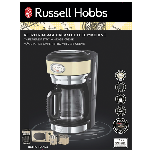 Cafetière filtre Russell Hobbs Retro Crème Vintage 21702-56 1,25L
