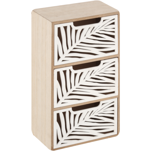 White Leaf Cabinet With 3 Drawers