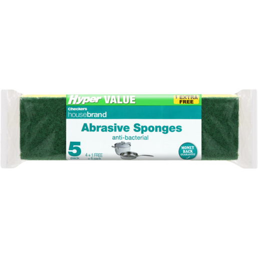 Checkers Housebrand Anti-Bacterial Abrasive Sponges 5 Pack