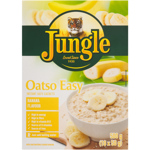 Jungle Oatso Easy Banana Flavoured Instant Oats Sachets 10 x 50g