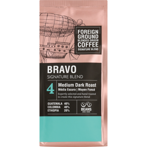 Foreign Ground Bravo Signature Blend Medium Dark Roast Coffee Beans 250g