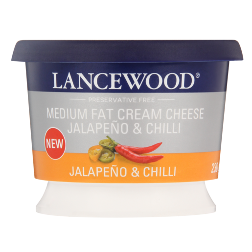 LANCEWOOD Jalapeño & Chilli Flavoured Medium Fat Cream Cheese Tub 230g