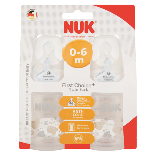 NUK Baby Bottle 0-6 Months 150ml 2 Pack