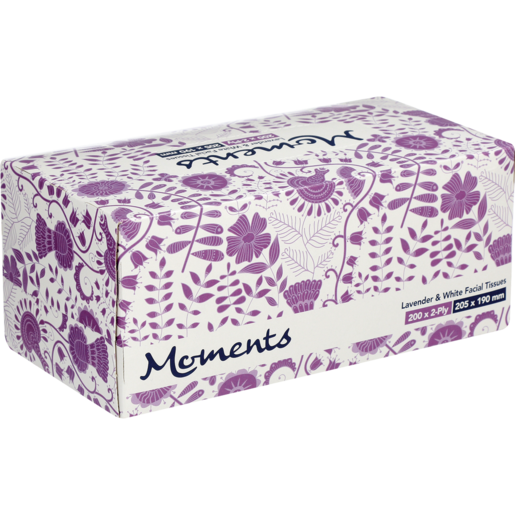 Moments Lavender & White Facial Tissues 200 Pack