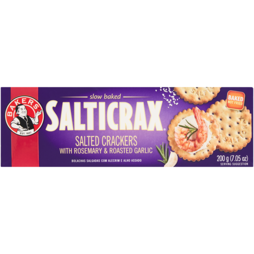 Bakers Salticrax With Rosemary & Roasted Garlic Crackers 200g