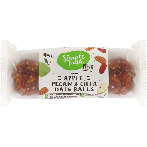 Simple Truth Vegan Raw Apple, Pecan & Chia Date Balls 45g