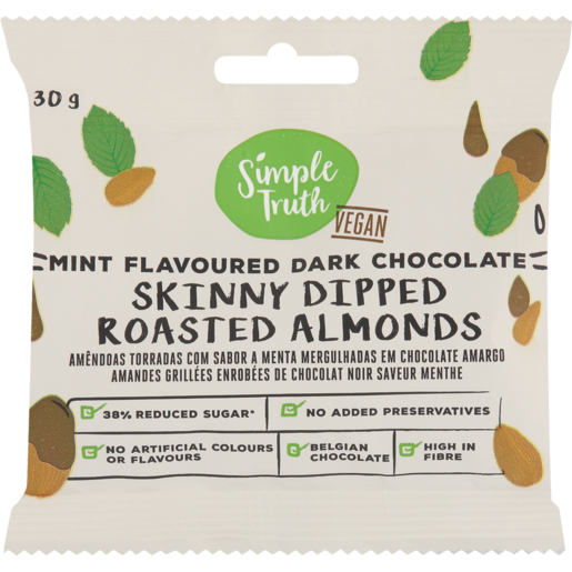 Simple Truth Vegan Mint Flavoured Dark Chocolate Skinny Dipped Roasted Almonds 30g