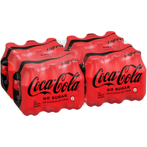 Coca-Cola No Sugar Soft Drink 4 x 6 x 300ml