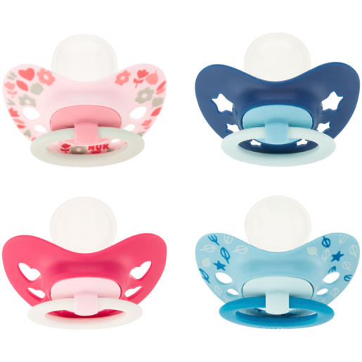 NUK Happy Days Silicone Baby Soother 6-18 Months 2 Pack (Design May Vary)