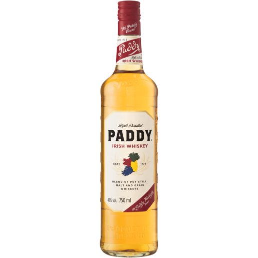 Paddy Irish Whiskey Bottle 750ml