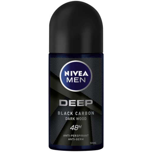 NIVEA MEN Deep Black Carbon Darkwood Anti-Perspirant Roll-On 50ml