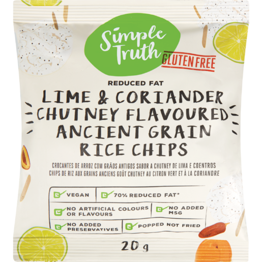 Simple Truth Gluten Free Lime & Coriander Chutney Flavoured Ancient Grain Rice Chips 20g