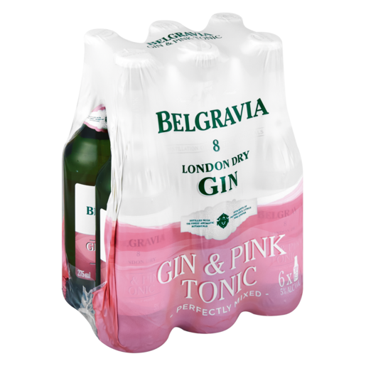 Belgravia Gin & Pink Tonic Bottles 6 x 275ml