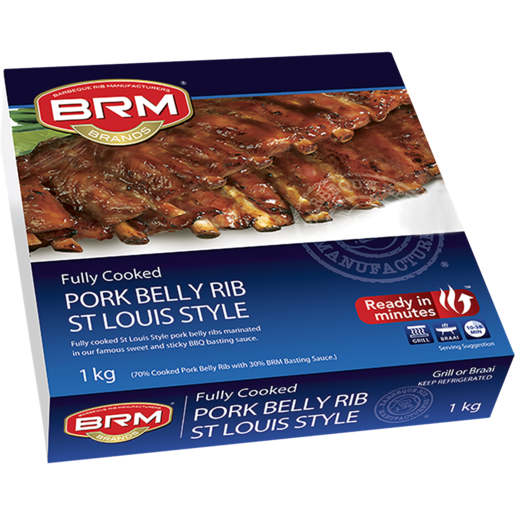 BRM Brands Pre-Cooked St. Louis Style Pork Belly Ribs 1kg