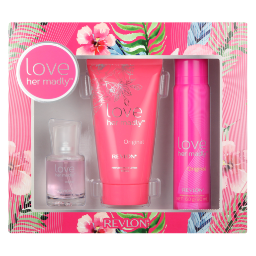 Revlon Love Her Madly Ladies Perfumed Body Spray Limited Edition Gift Set 3 Piece