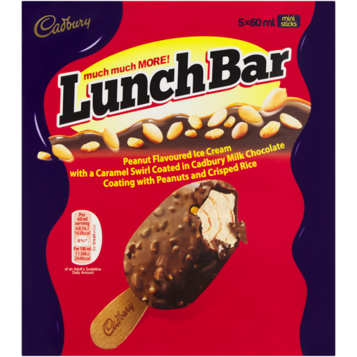 Cadbury Lunch Bar Ice Cream Bars Multipack 5 x 60ml