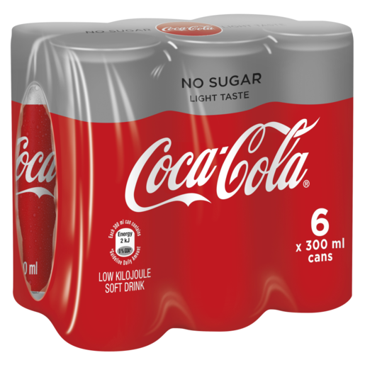 Coca-Cola Light No Sugar Soft Drink Cans 6 x 300ml